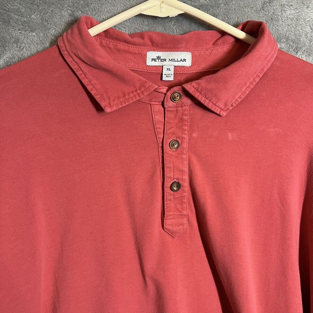 Peter‎ Millar Crown Sport Men's XL Red Polo Long Sleeve Collared Pima Cotton